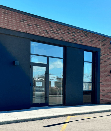 Exterior entrance of a brick clinic building in Edmonton.